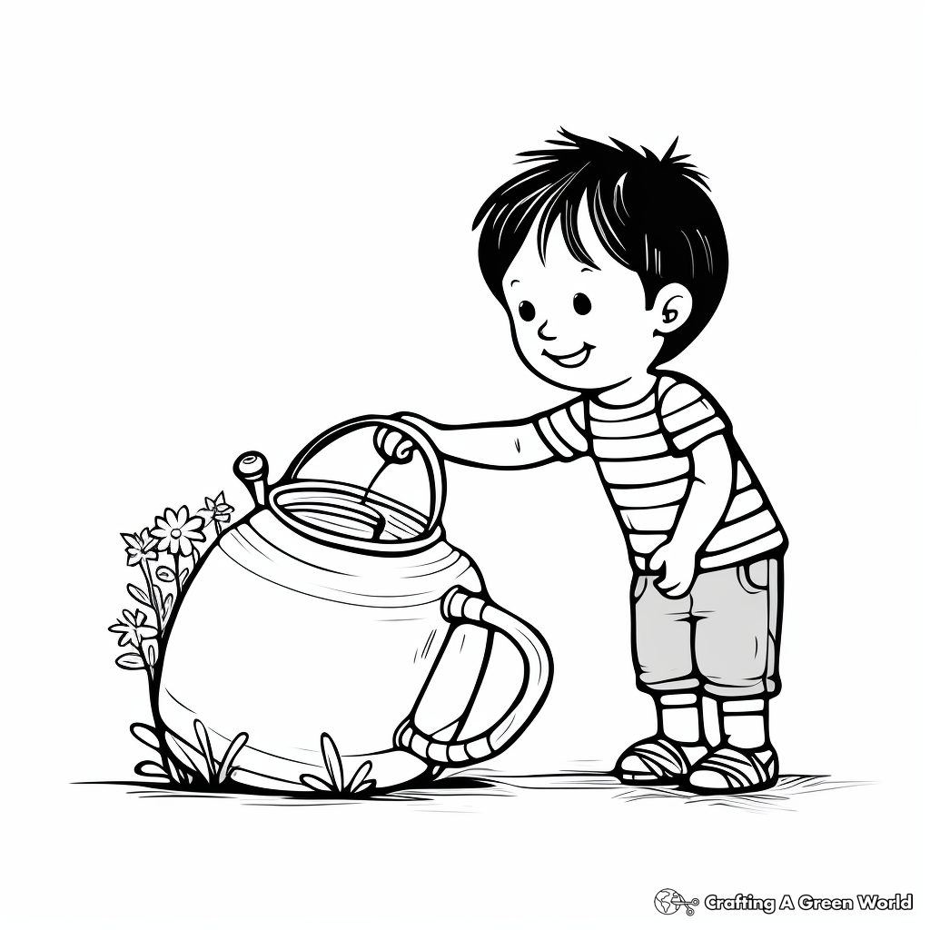 Printable Watering Can Coloring Pages for Gardeners 4