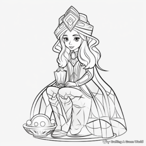 Printable Winter Princess with Ice Sculpture Coloring Pages 1