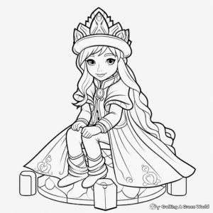 Printable Winter Princess with Ice Sculpture Coloring Pages 2