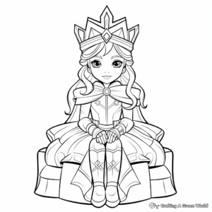 Printable Winter Princess with Ice Sculpture Coloring Pages 4