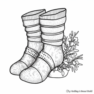 Printable Woolen Winter Socks Coloring Pages 4