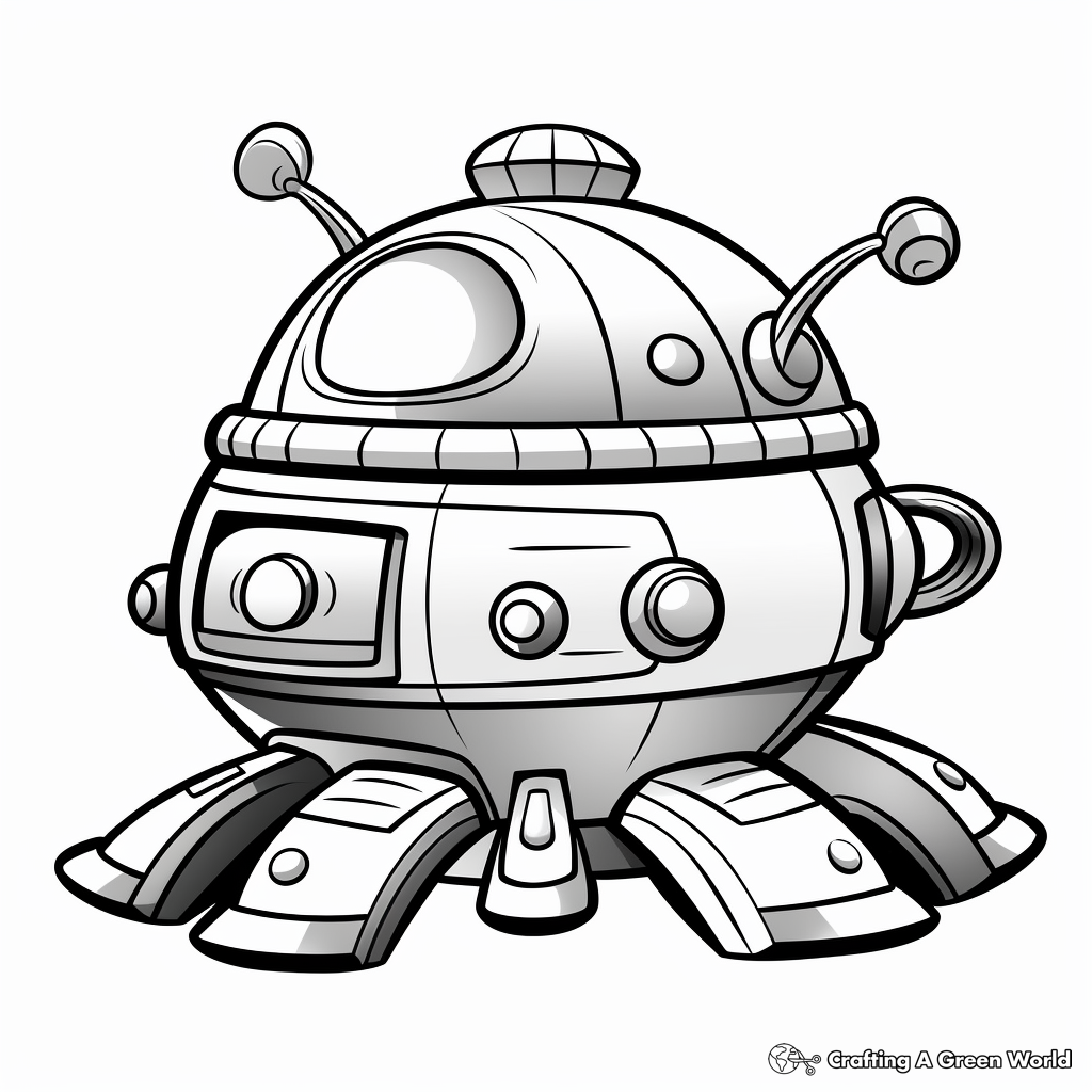 Printable: Easy Alien Spaceship Coloring Pages for Beginners 3