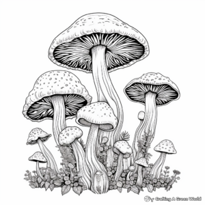 Psychedelic Psilocybe Mushroom Coloring Pages 3