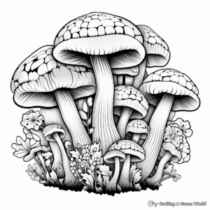 Psychedelic Psilocybe Mushroom Coloring Pages 4
