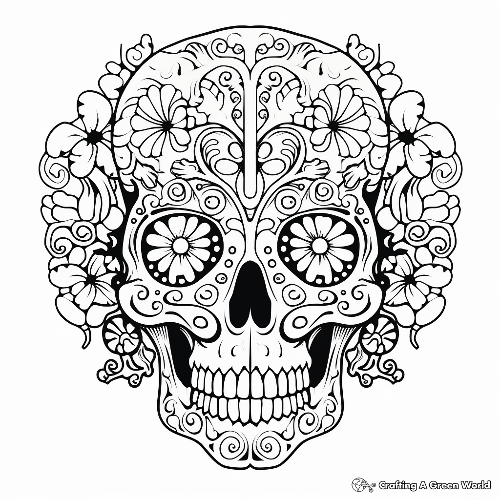 Psychedelic Skull Coloring Pages for Adults 1