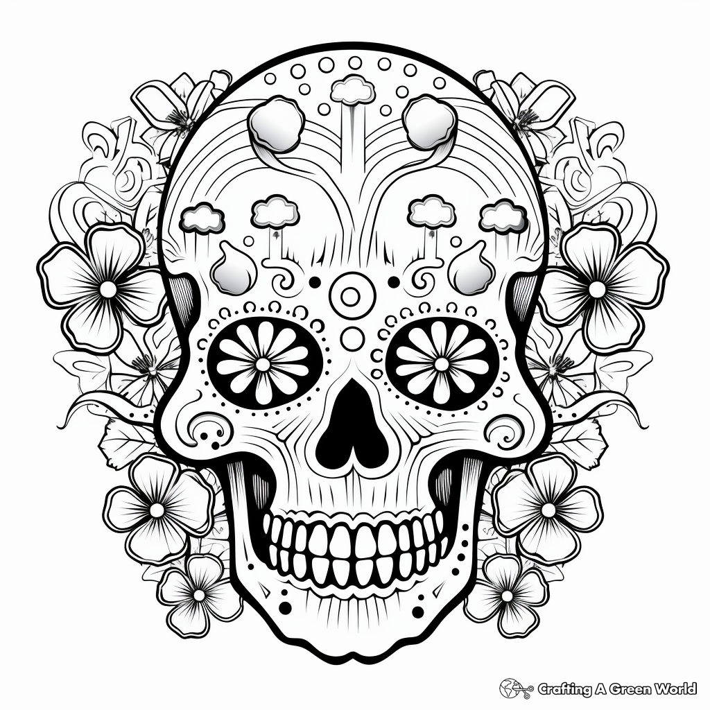Psychedelic Skull Coloring Pages for Adults 2