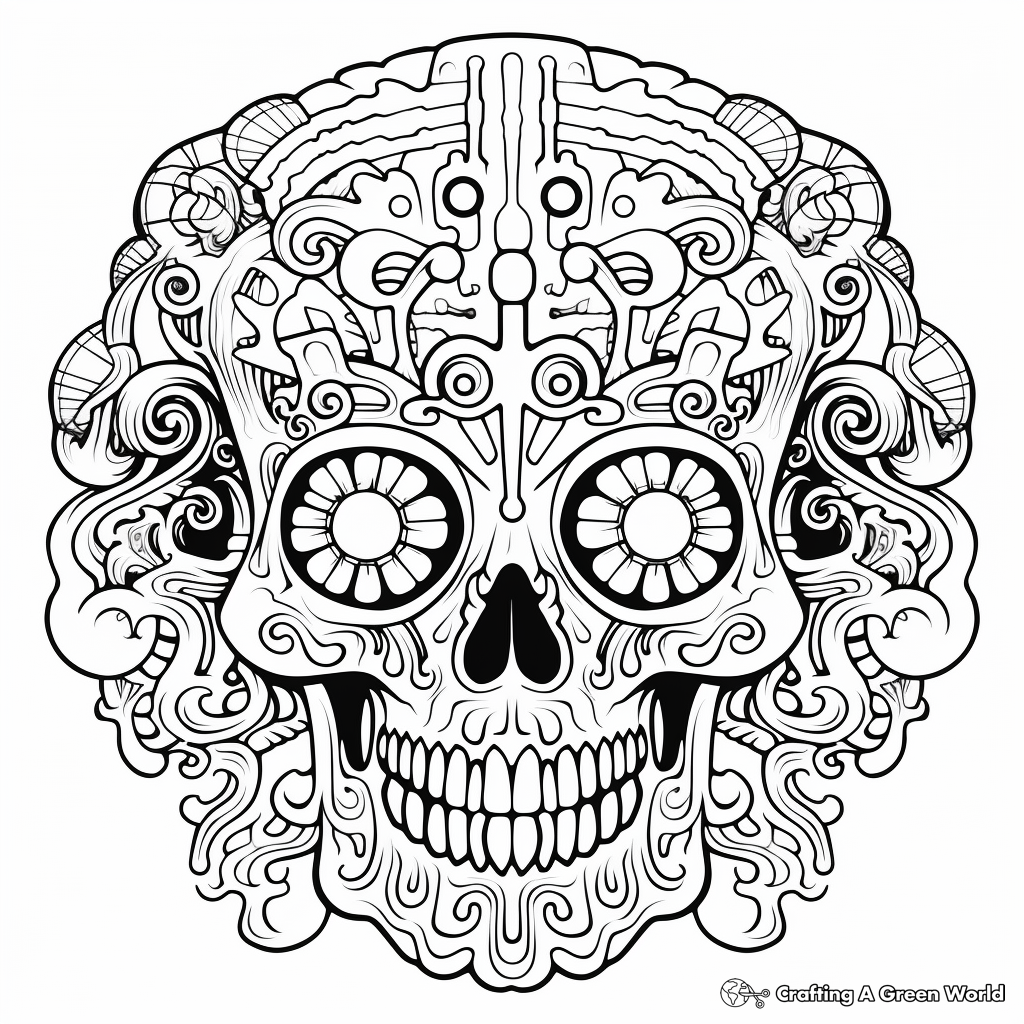 Psychedelic Skull Coloring Pages for Adults 3