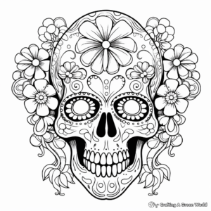 Psychedelic Skull Coloring Pages for Adults 4