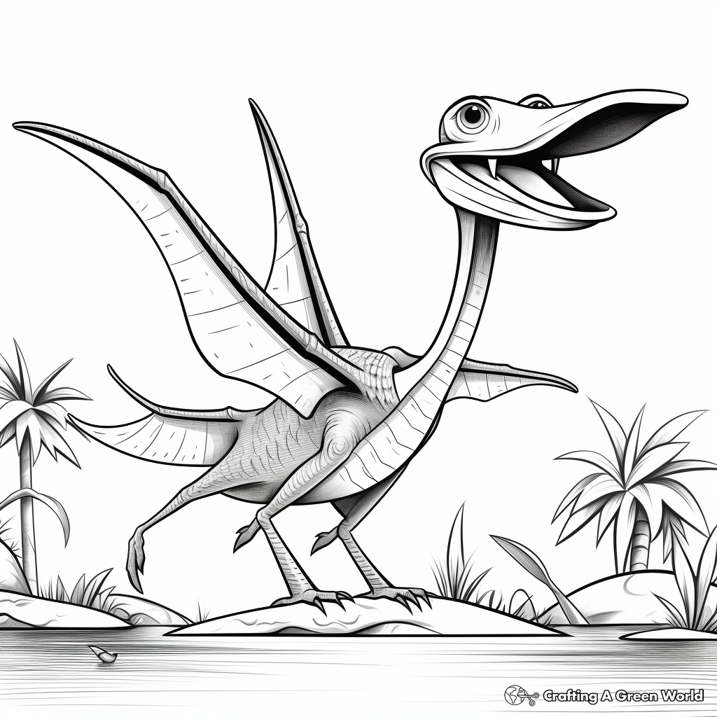 Pteranodon and Jungle Coloring Pages 3