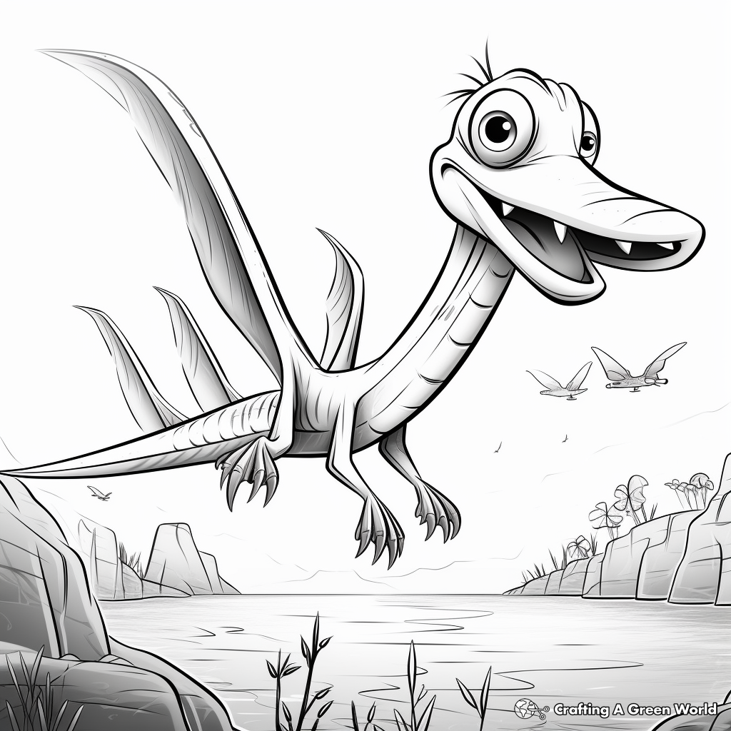 Pteranodon and Jungle Coloring Pages 4
