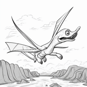 Pteranodon in Flight: Sky Scene Coloring Pages 3