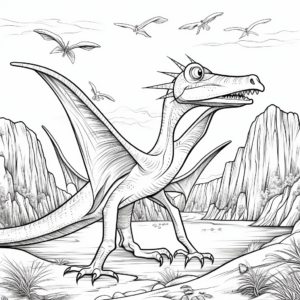 Pteranodon Nesting: Landscape Coloring Pages 2