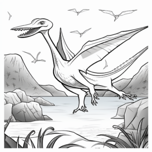Pteranodon Nesting: Landscape Coloring Pages 4