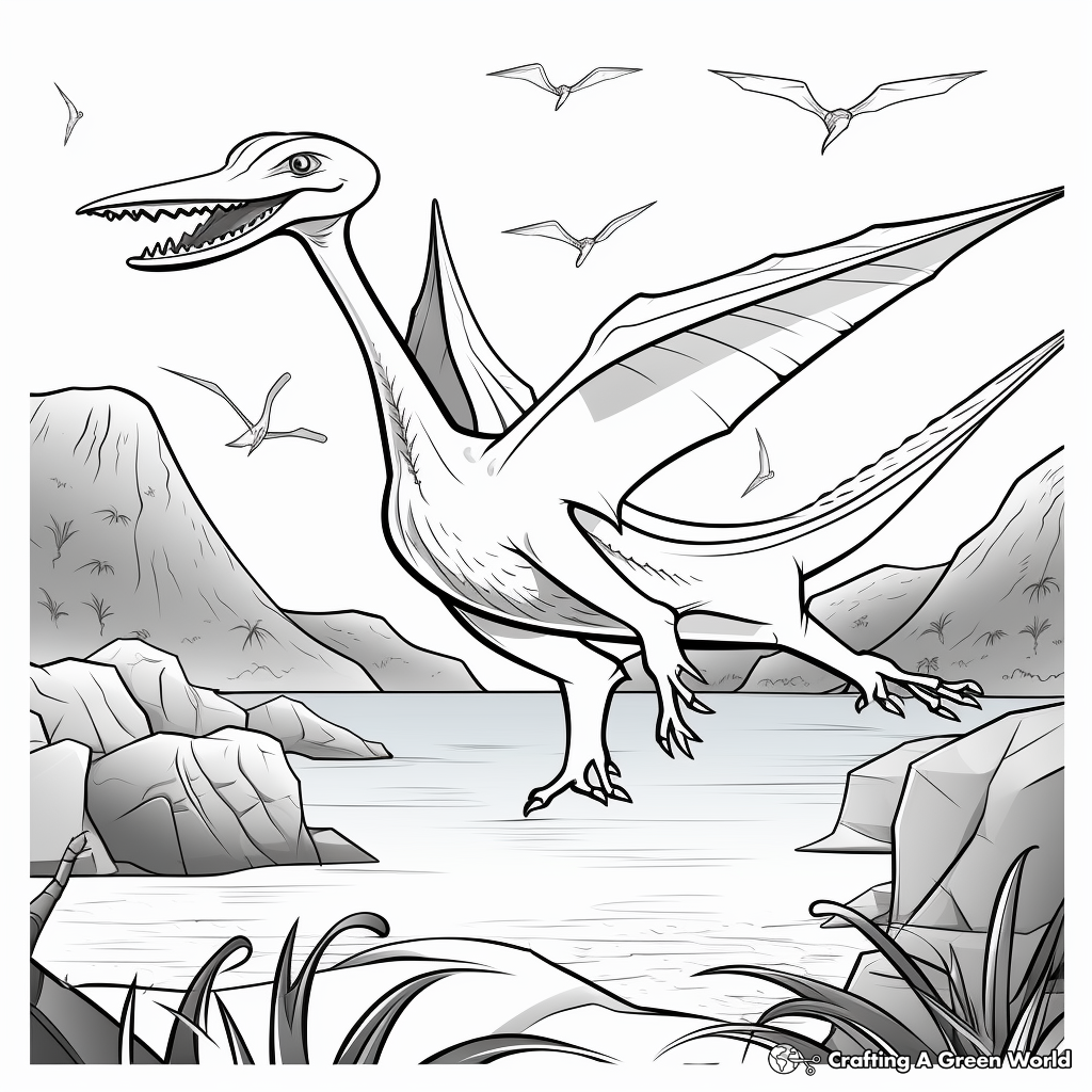 Pteranodon Nesting: Landscape Coloring Pages 4