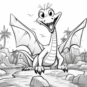 Pterodactyl and Dinosaur Friends Coloring Pages 1