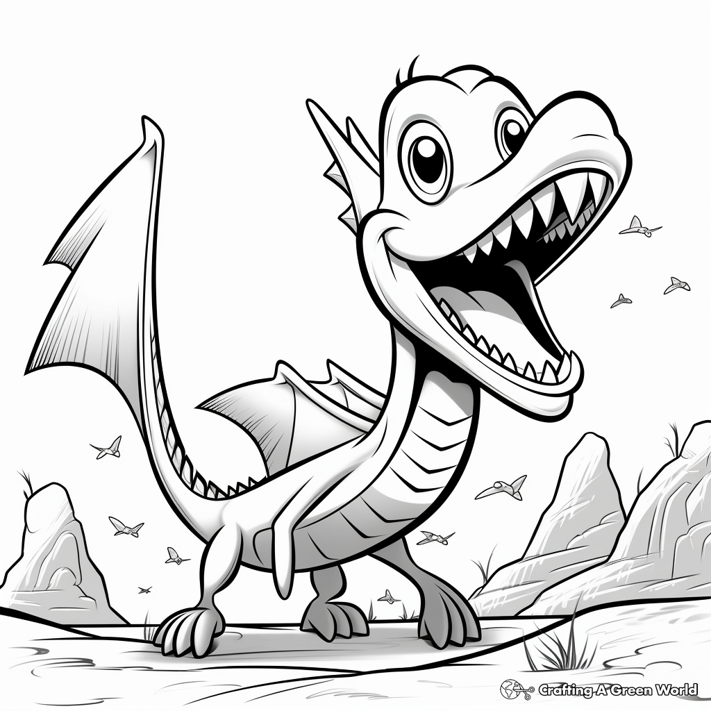 Pterodactyl and Dinosaur Friends Coloring Pages 4
