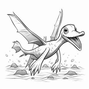 Pterodactyl Hunting for Fish Coloring Pages 1