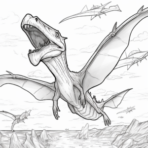 Pterodactyl Sky Battle: Dinosaur Action Coloring Pages 2