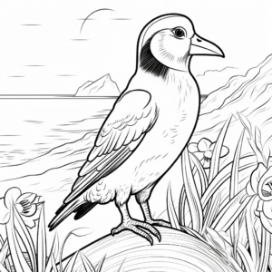 Puffin in the Wild: Seaside-Scene Coloring Pages 2