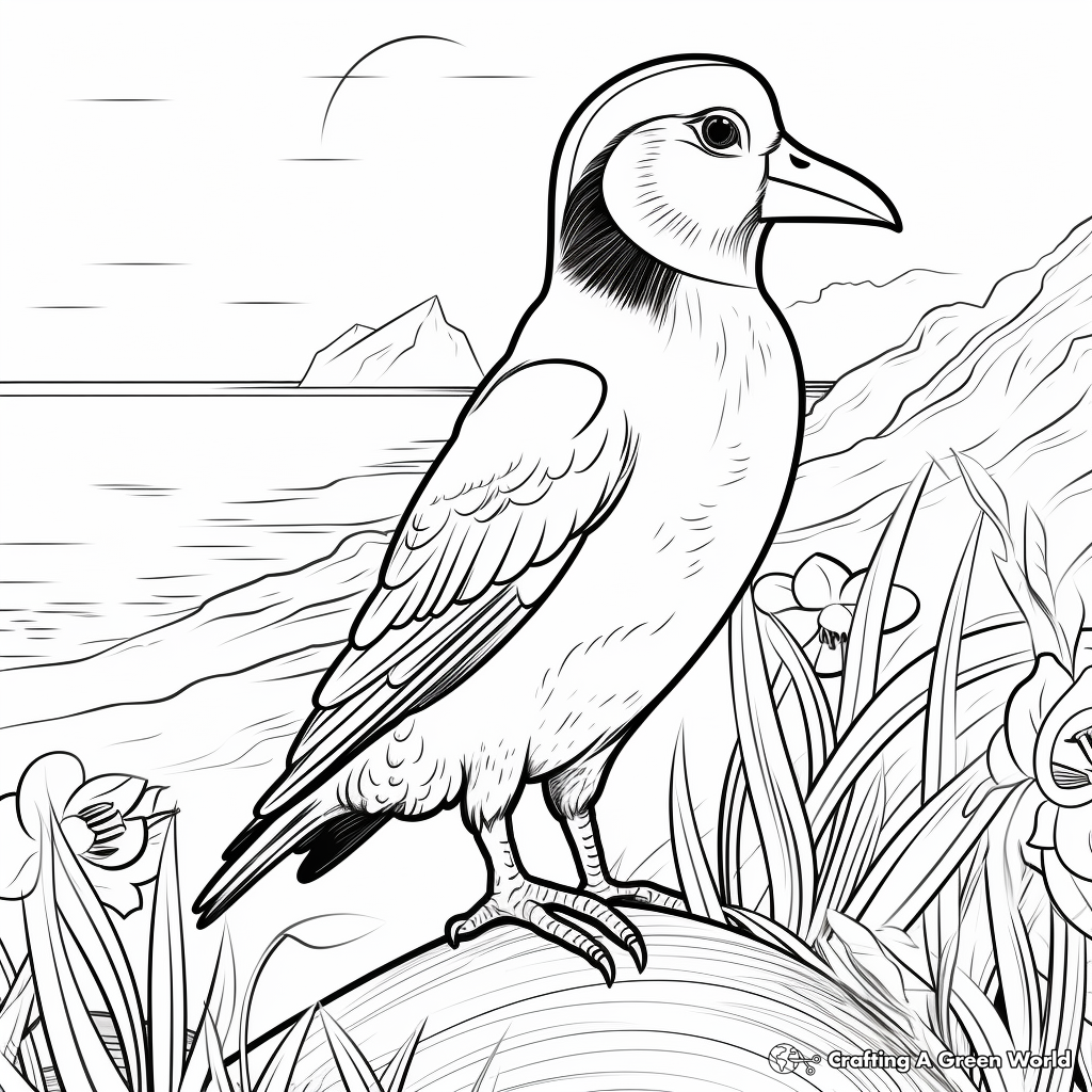 Puffin in the Wild: Seaside-Scene Coloring Pages 2
