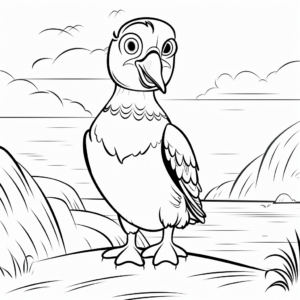Puffin in the Wild: Seaside-Scene Coloring Pages 4