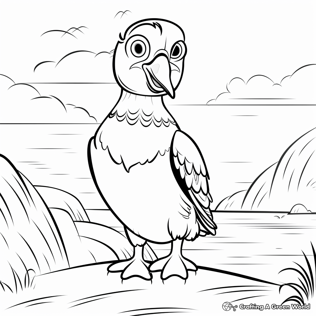 Puffin in the Wild: Seaside-Scene Coloring Pages 3