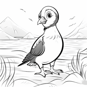 Puffins and Northern Lights Coloring Pages 2
