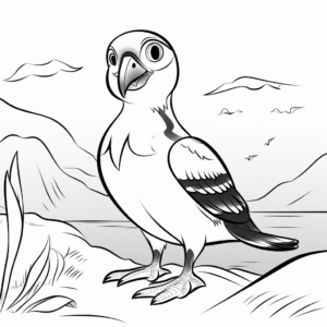 Puffins and Northern Lights Coloring Pages 4