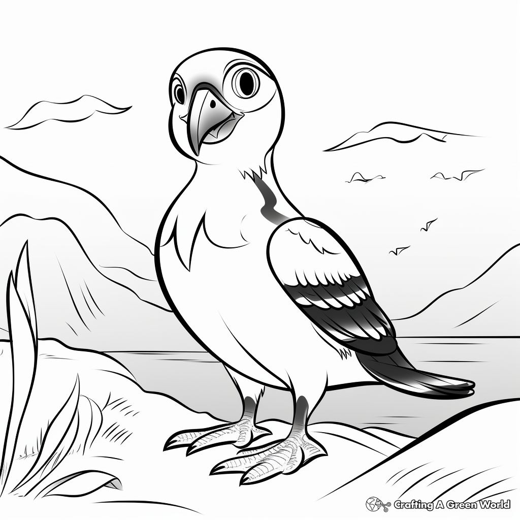 Puffins and Northern Lights Coloring Pages 4