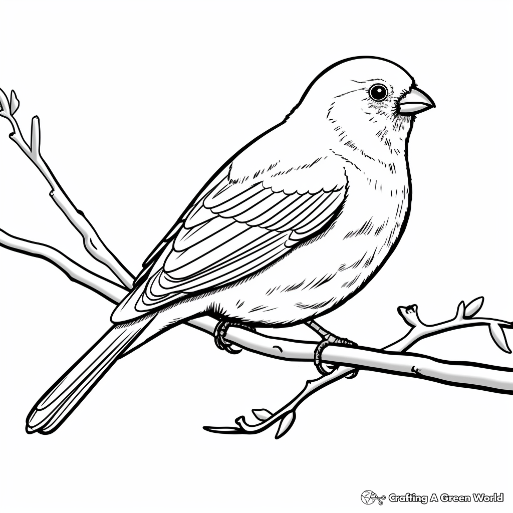 Puffy Pine Grosbeak Coloring Pages for Children 2