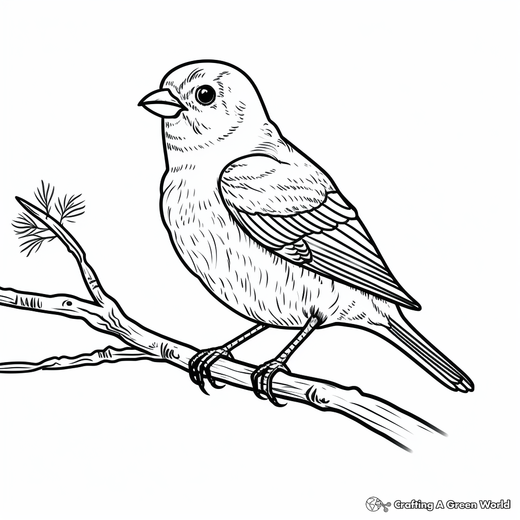 Puffy Pine Grosbeak Coloring Pages for Children 3