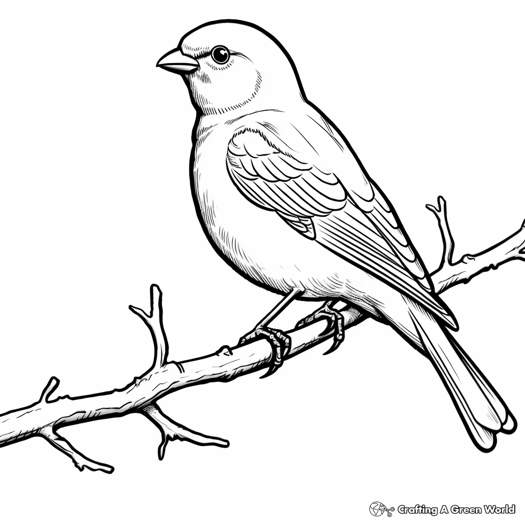Puffy Pine Grosbeak Coloring Pages for Children 4