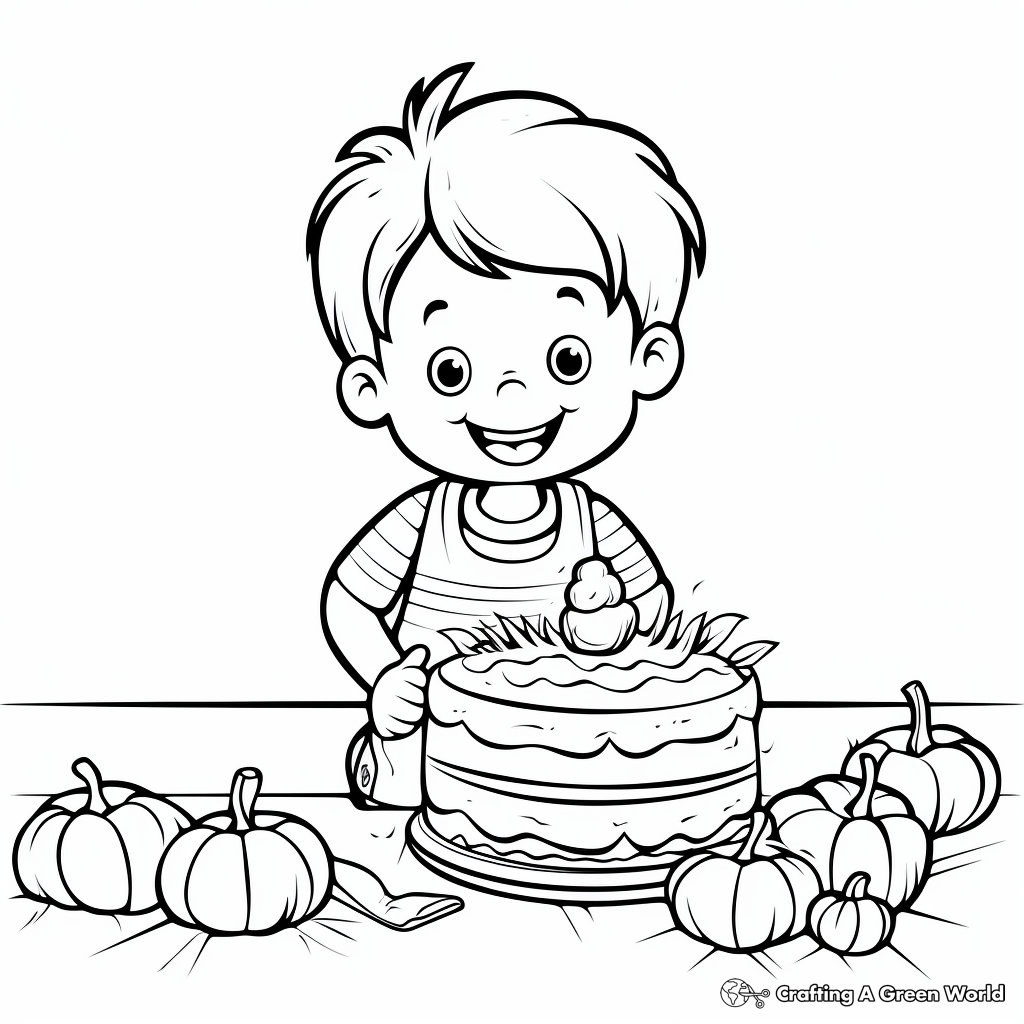 Pumpkin Pie Cake Coloring Pages for Thanksgiving 2