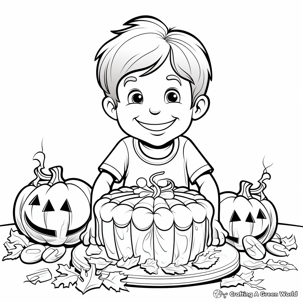 Pumpkin Pie Cake Coloring Pages for Thanksgiving 3