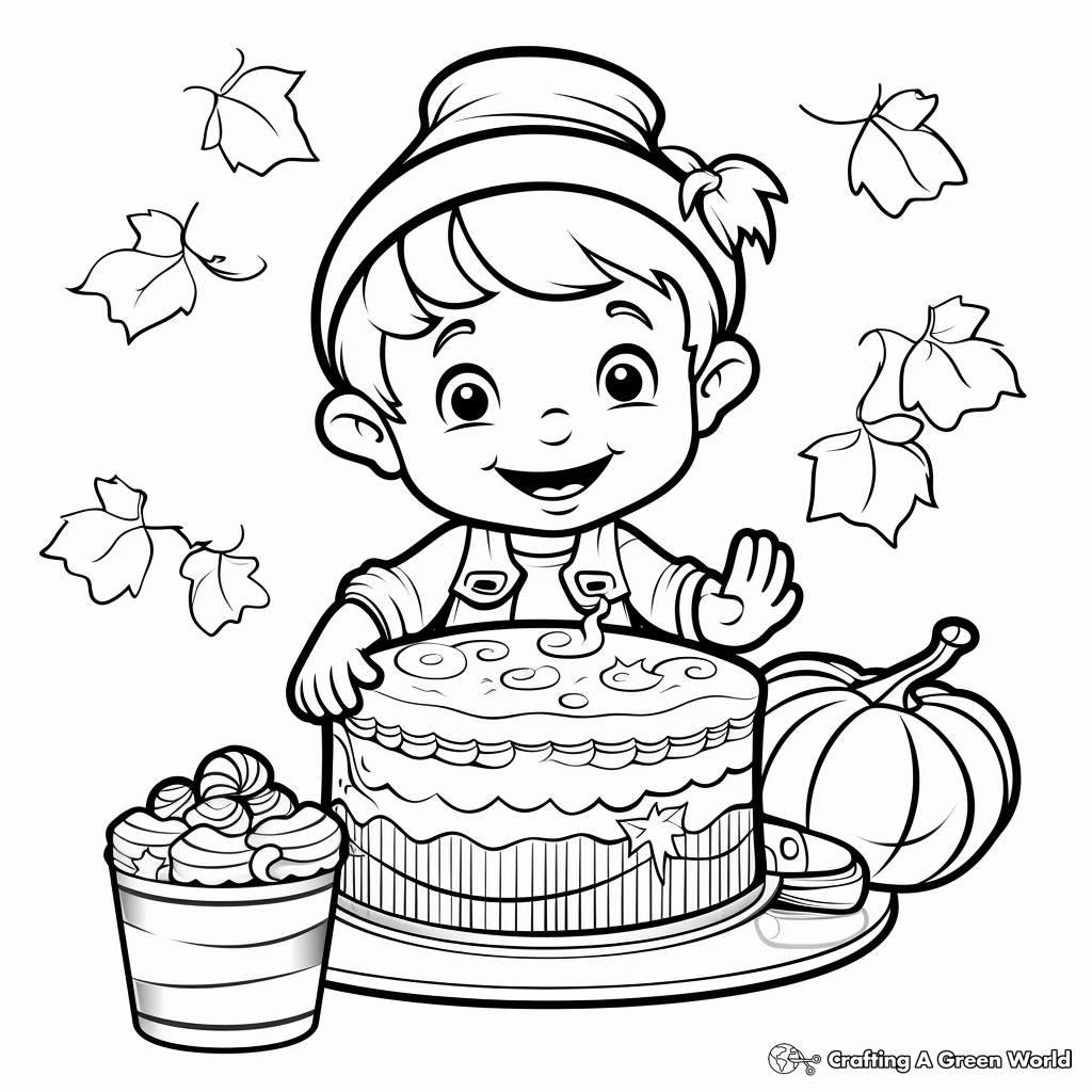 Pumpkin Pie Cake Coloring Pages for Thanksgiving 4