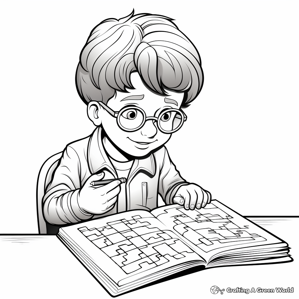 Puzzling Crossword Book Coloring Pages 2