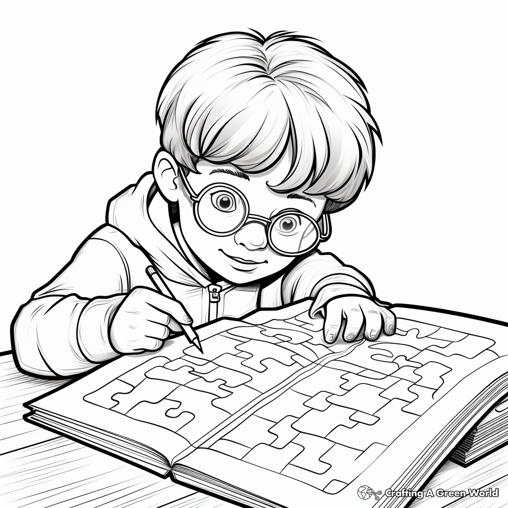Puzzling Crossword Book Coloring Pages 4