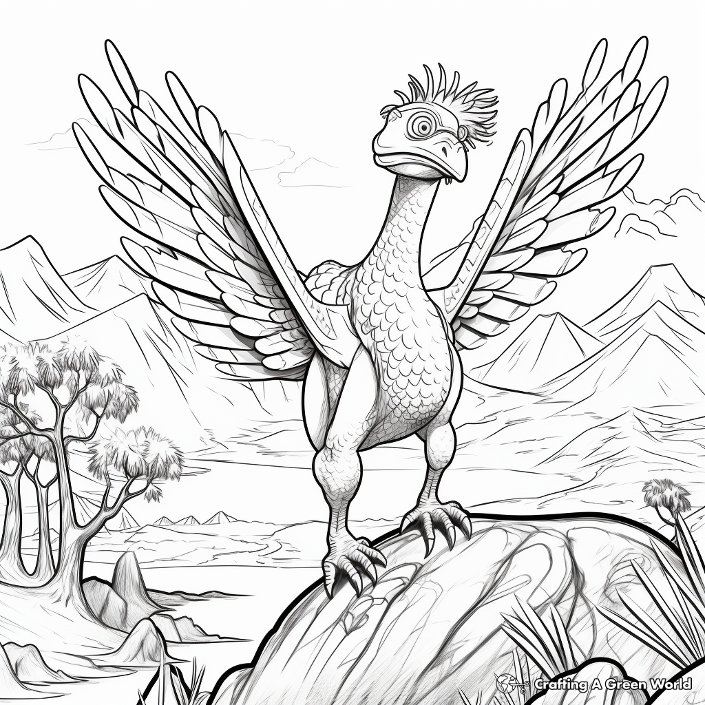 Pyroraptor Hunting Scene Coloring Pages 1