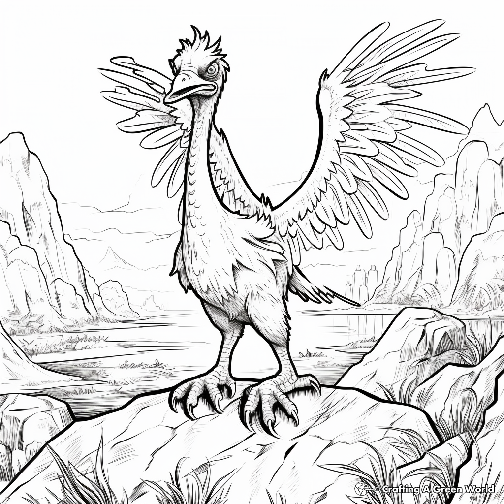 Pyroraptor Hunting Scene Coloring Pages 4