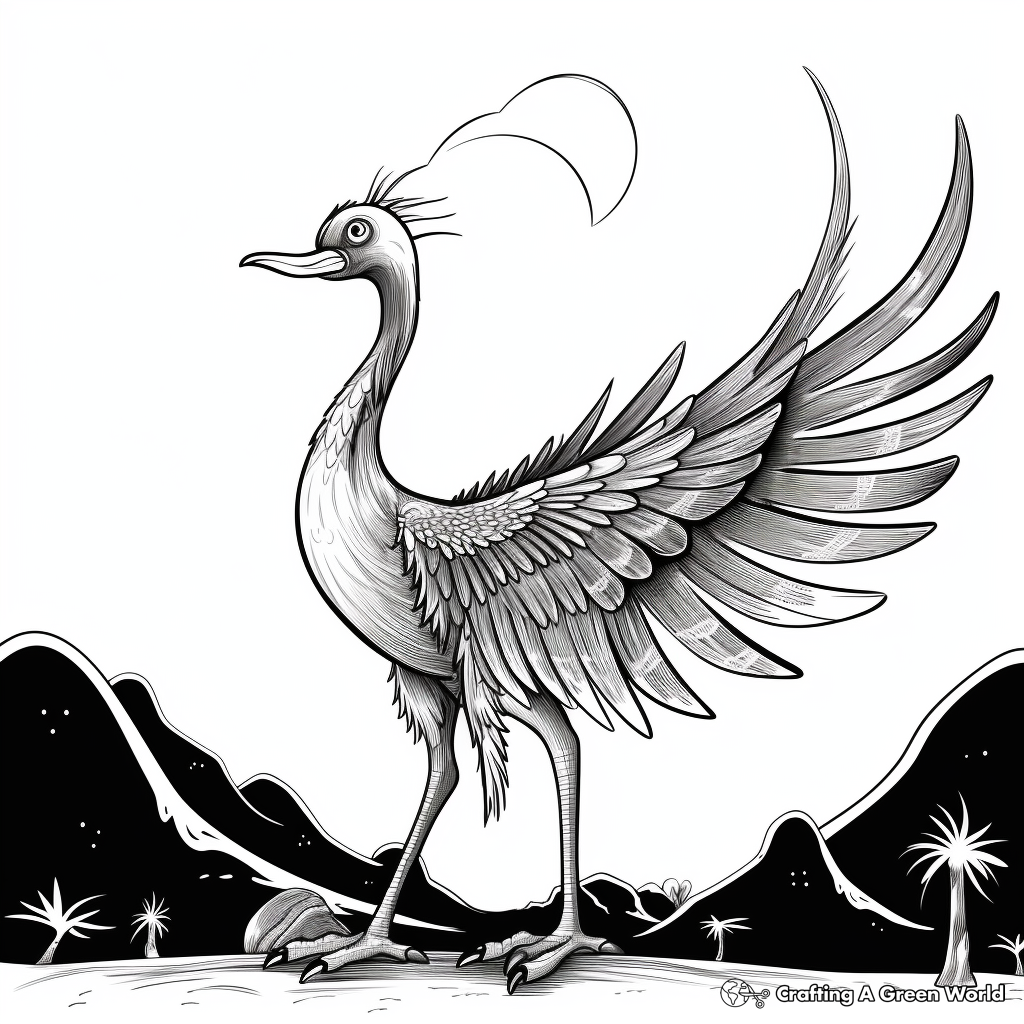 Pyroraptor Night Scene Coloring Pages 3