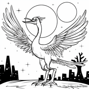 Pyroraptor Night Scene Coloring Pages 4