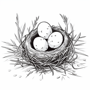 Quail Egg and Nest Coloring Pages 1