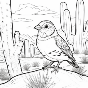 Quail in the Wild: Desert-Scene Coloring Pages 2