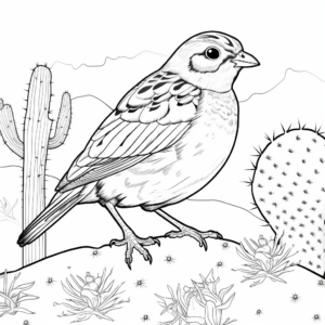 Quail in the Wild: Desert-Scene Coloring Pages 4