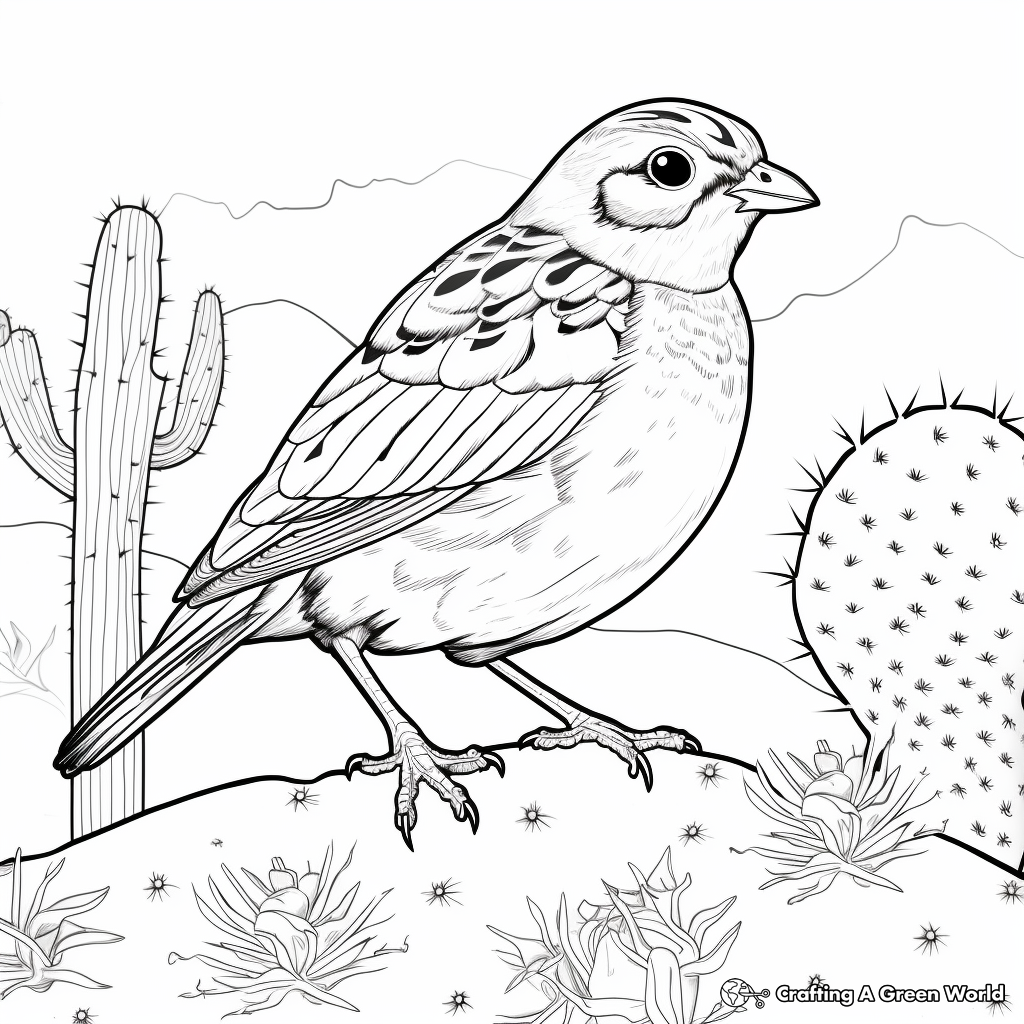 Quail in the Wild: Desert-Scene Coloring Pages 4