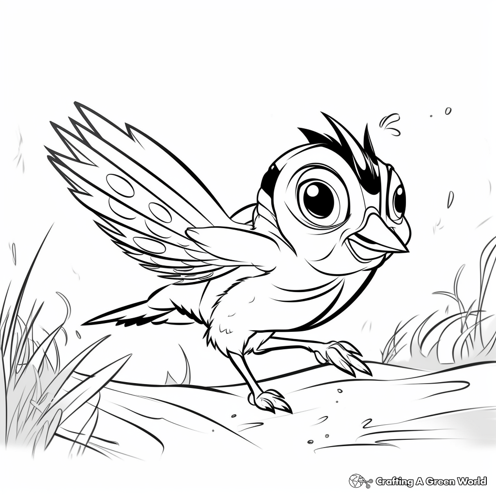 Quail Running Coloring Page 1