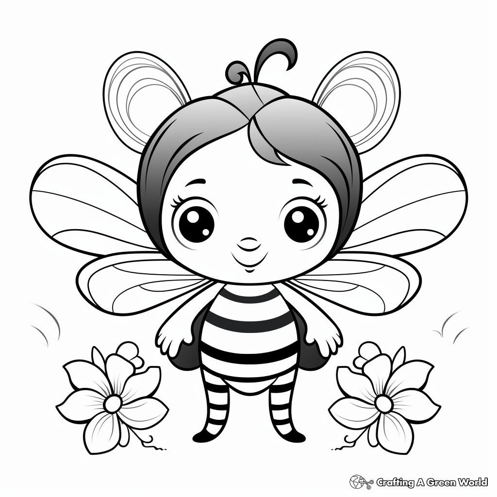 Queen Bee Amidst Flowers Coloring Pages 3