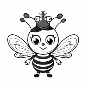 Queen Bee and Pollination Coloring Pages 1