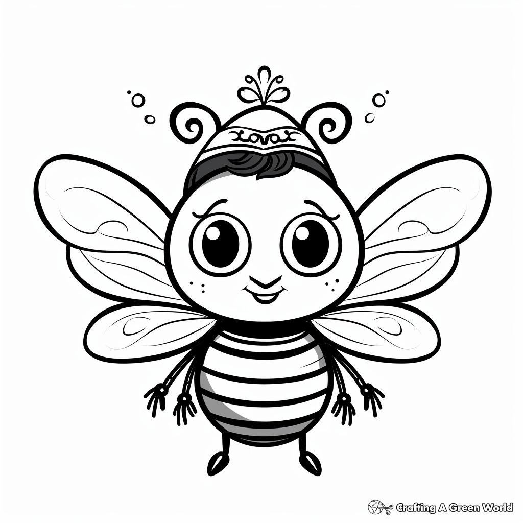 Queen Bee and Pollination Coloring Pages 2