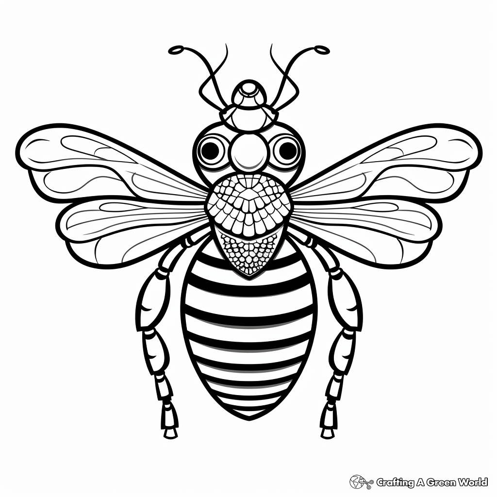 Queen Bee and Pollination Coloring Pages 3